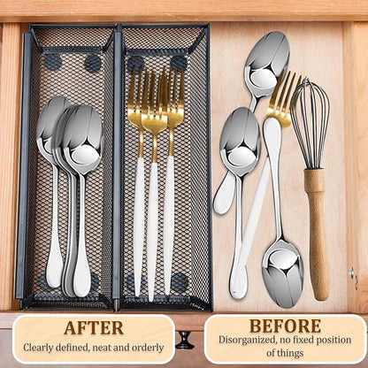 2PCS Drawer Organizer for Kitchen, Utensil Mesh Drawer Organizer - Image 2
