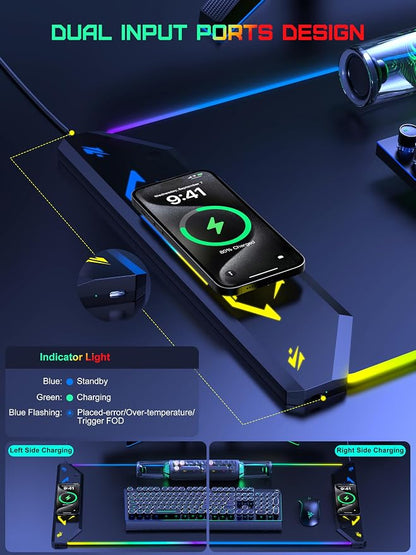 TopMade Wireless Charging Mouse Pad, RGB Gaming Mousepad, 35.4" x 15.8" Extra - Image 3
