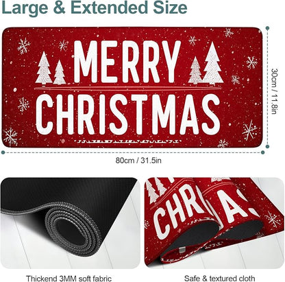 Merry Christmas Gaming Mouse Pad 31.5"x11.8"Desk Mat Anti-Slip Rubber Base & - Image 2