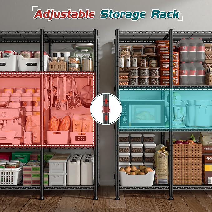 REIBII 78.4''W Storage Shelves, 4 Tier Wire Shelving Unit Loads 1500LBS - Image 5