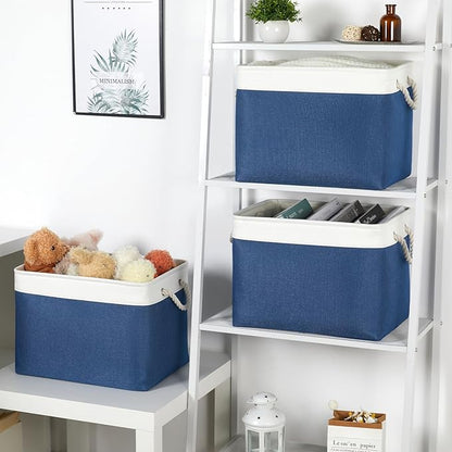 Bidtakay Large Storage Baskets for Shelves 3 Pack Fabric Storage Bins for - Image 3