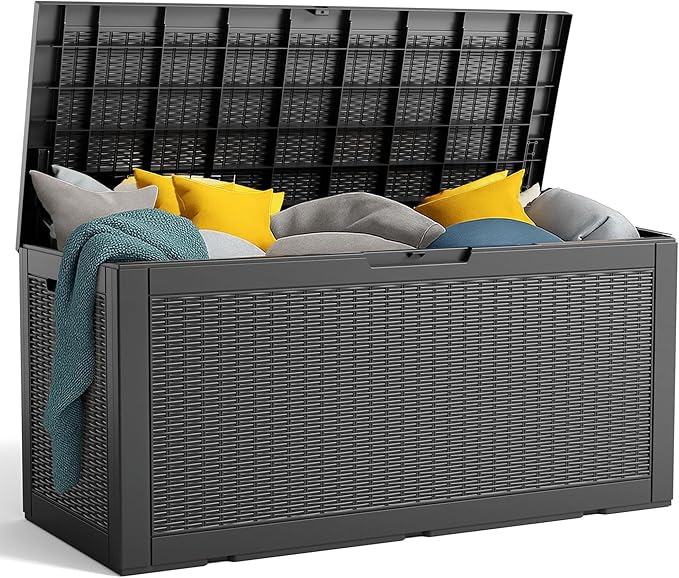 120 Gallon Resin Deck Box, Lockable Patio Outdoor Storage Box by OutdoorLivingPerfected