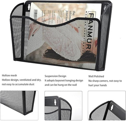 6 Pack Wall File Organizer, Mesh Hanging Metal Vertical Wall Mounted File Holder - Image 3