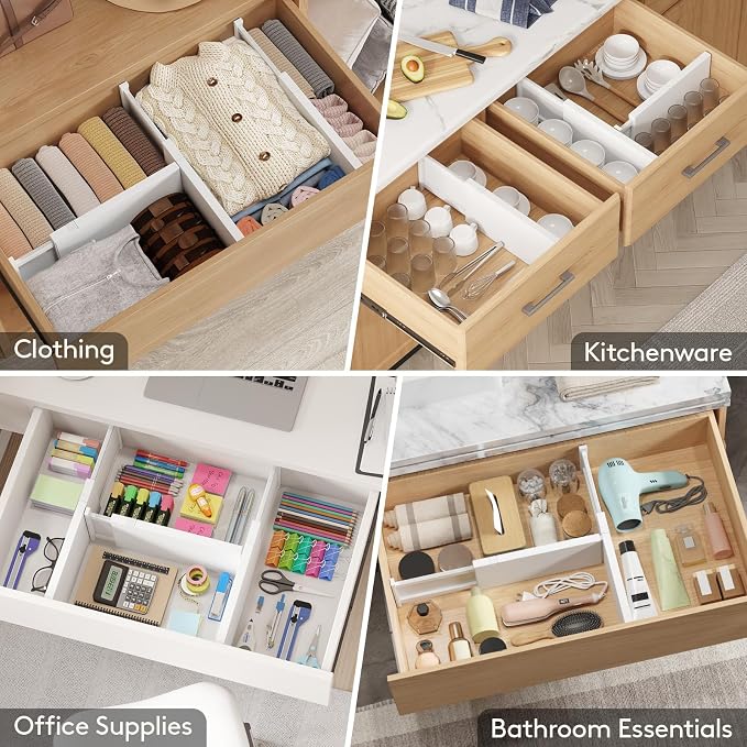 Lifewit 10 Pack Drawer Dividers Plastic 6" High, 13.5-22" Adjustable Drawer - Image 7