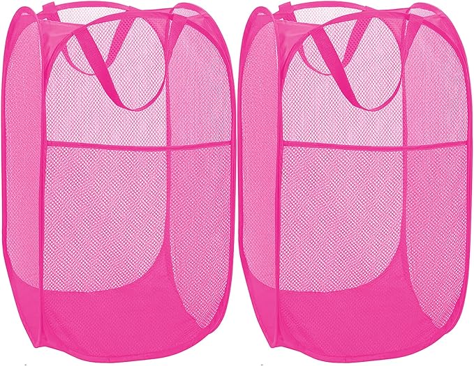 2 Pack Sturdy Mesh Pop up Laundry Hamper Basket by BATTOO