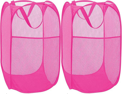 2 Pack Sturdy Mesh Pop up Laundry Hamper Basket by BATTOO