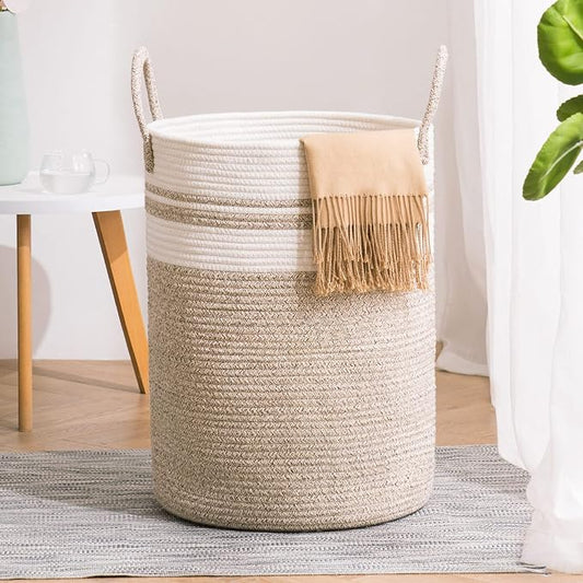 YOUDENOVA Woven Rope Laundry Hamper Basket, 58L Tall Laundry Basket by YOUDENOVA