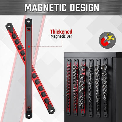 ALOANES 3-Piece Magnetic Socket Organizer, Heavy Duty Aluminum Socket Rails - Image 4