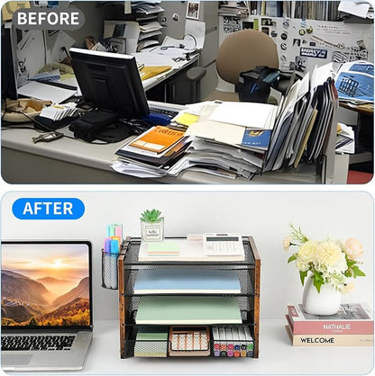 OPNCIE Desk Organizer and Accessories, 4-Tier Paper Letter Tray File Organizer - Image 2