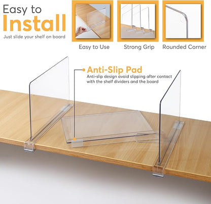 12 Pack Acrylic Shelf Dividers for Closet Organization 11x7.9 Inch – Clear - Image 3