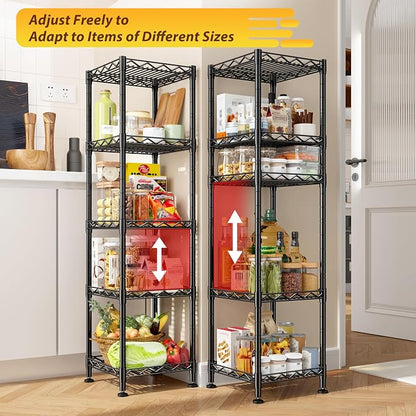 5 Tier Metal Shelving Unit Wire Shelves Storage Rack:Adjustable Storage Shelves - Image 7