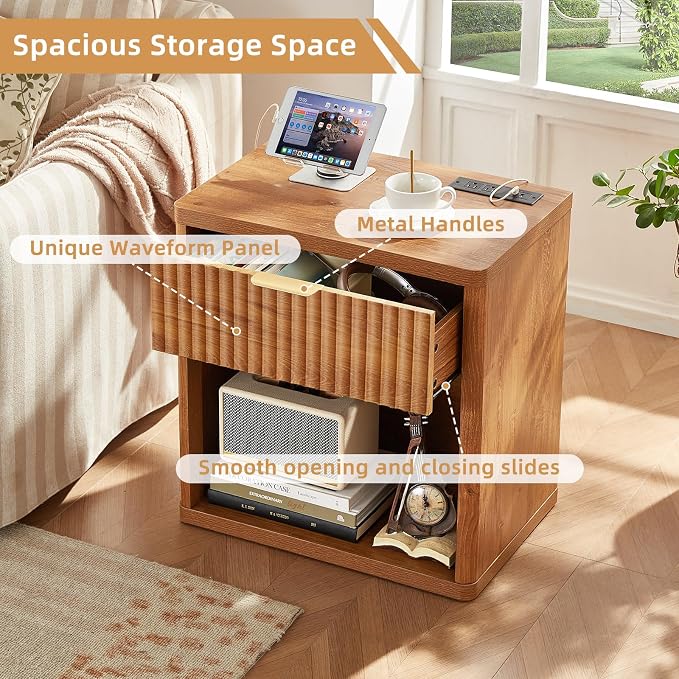 LEYAOYAO Fluted Farmhouse Nightstand Set of 2 - Image 7