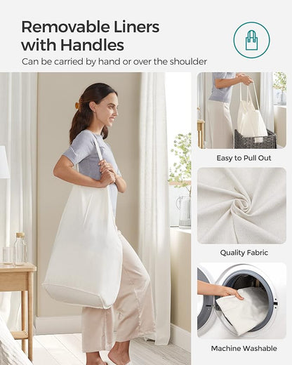 SONGMICS Laundry Hamper with Lid, 90L Clothes Hamper with 2 Removable Liner Bags - Image 4