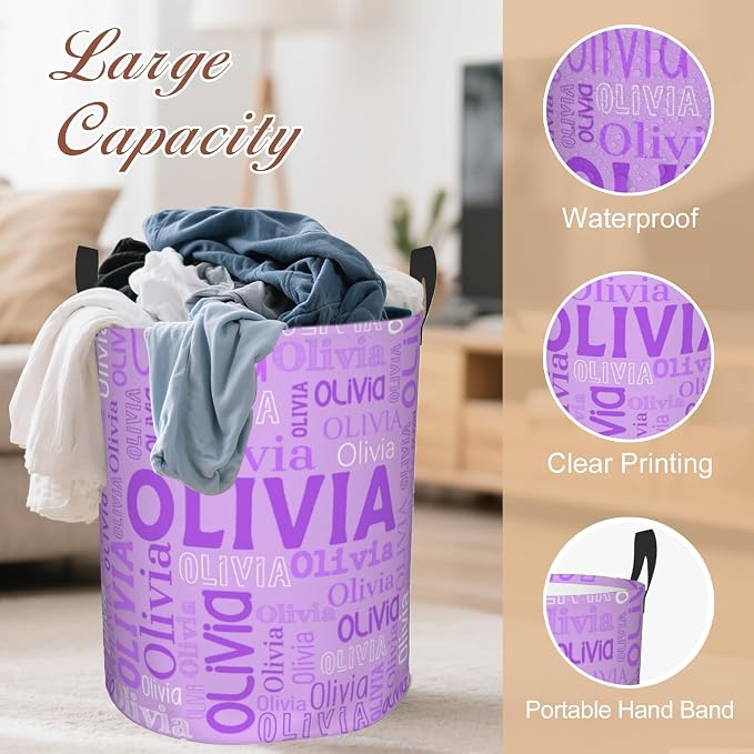 Custom Name Laundry Hamper, Personalized Laundry Basket - Image 4