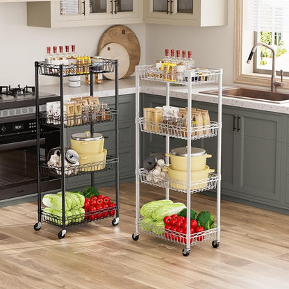 4 Tier Shelf Wire Shelving Unit Adjustable Storage Shelves Big Basket Rack - Image 7