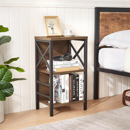 Small Bookshelf, 3 Tier Industrial Bookcase - Image 4