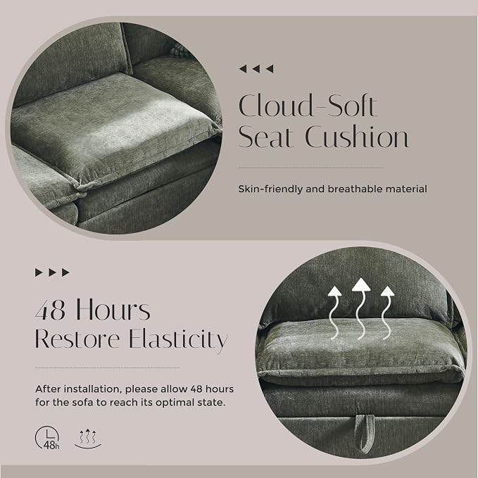 116.54" Sectional Couches for Living Room, Cloud Couch Sectional - Image 7
