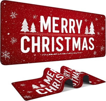Merry Christmas Gaming Mouse Pad 35.4"x15.7"Desk Mat Anti-Slip Rubber Base & by ANNAQUEEN
