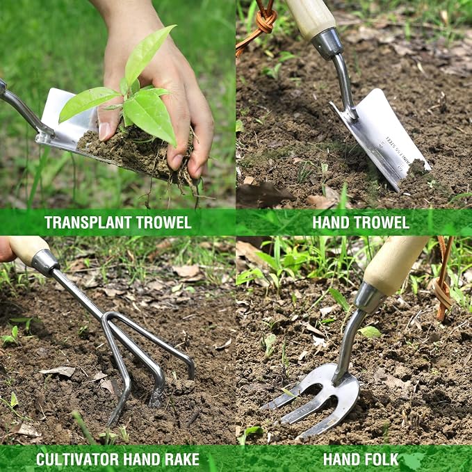 WORKPRO Garden Tools Set, 8 Piece, Stainless Steel Heavy Duty Gardening Tools - Image 3