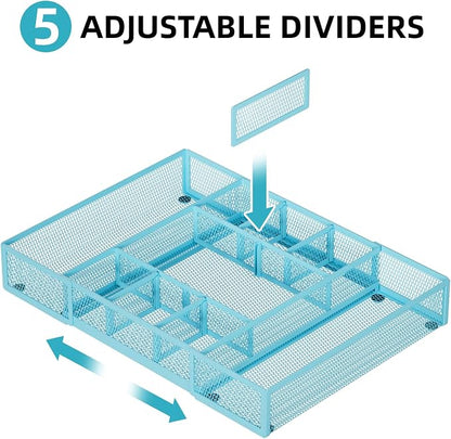 Marbrasse Expandable Desk Drawer Organizer, Mesh Drawer Organizer Tray - Image 3