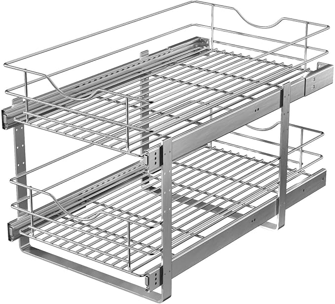Pull Out Cabinet Organizer, 2 Tier Soft Close Slide Out Drawer by LOVKIT