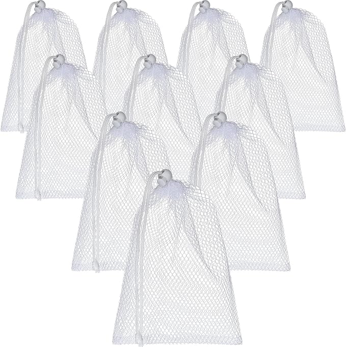 TecUnite 10 Pcs Mesh Bags Drawstring Laundry Bags Large Nylon Mesh Gift by TecUnite