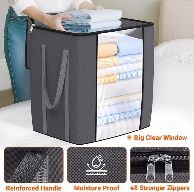 120L Extra Large Clothes Storage Bags, Foldable Blanket Storage and Organization - Image 4