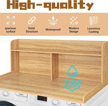 Royxen 2-Tier Washer Dryer Countertop, 19.5" H Wood Washer Dryer Topper - Image 5