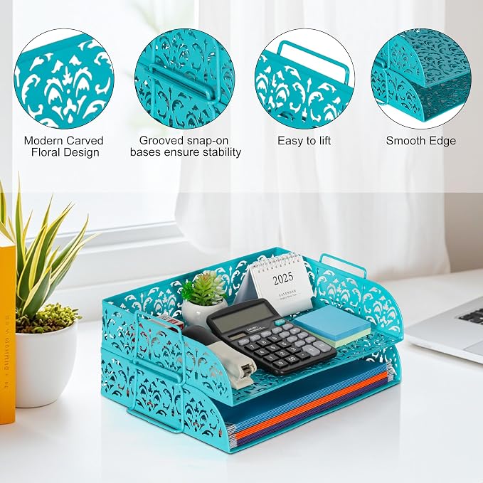 EasyPAG Paper Organizer for Desk 2 Tier Stackable Paper Tray for A4 Legal Size - Image 3