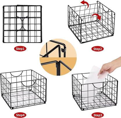 Metal Wire Basket Foldable Set of 4, Metal Bins - Image 3