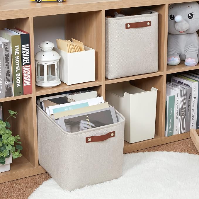 HNZIGE Large Canvas Baskets 16"×11.8"×11.8" Decorative Storage Bins - Image 3