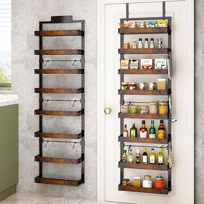 bukfen Over the Door Pantry Organizer, 8-Tier Adjustable Wooden Basket Kitchen by bukfen