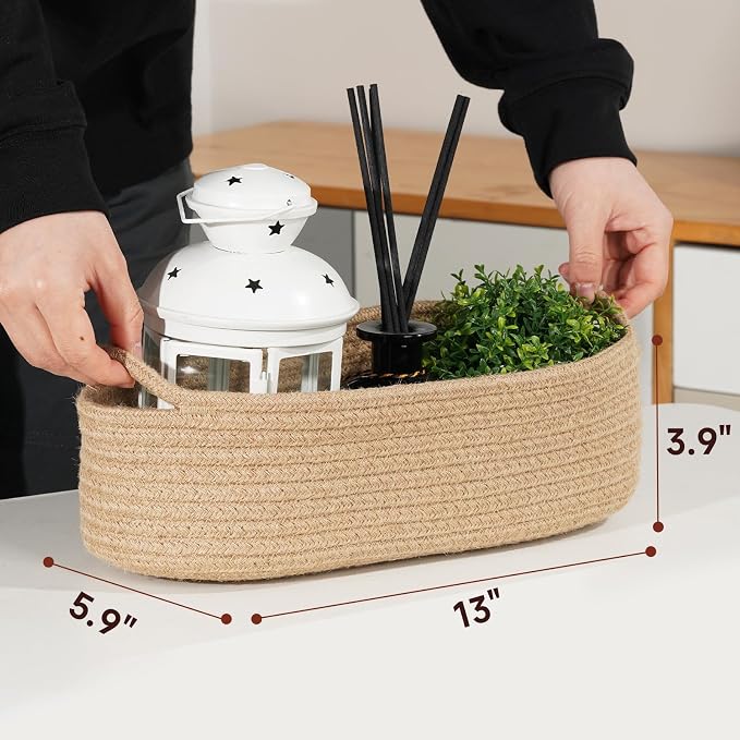 Temary Toilet Paper Basket, Narrow Cotton Rope Storage Bins - Image 2