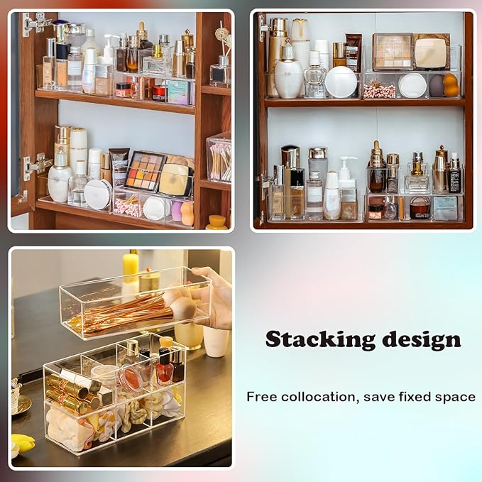 Acrylic Organizer 2 pieces Makeup Organizer Countertop - Image 4
