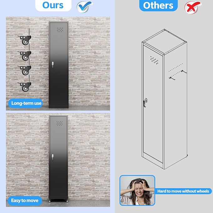 72''H Metal Broom Closet Storage Cabinet - Image 6