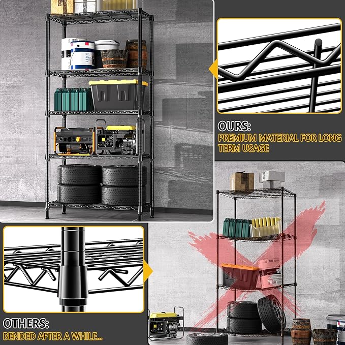 1250 lbs 5 Tier Shelf Metal Storage Shelves Shelving Wire Rack Heavy Duty - Image 6