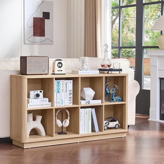 8 Cube Storage Book Shelf, Floor Standing Wooden Cubby Bookcase - Image 6