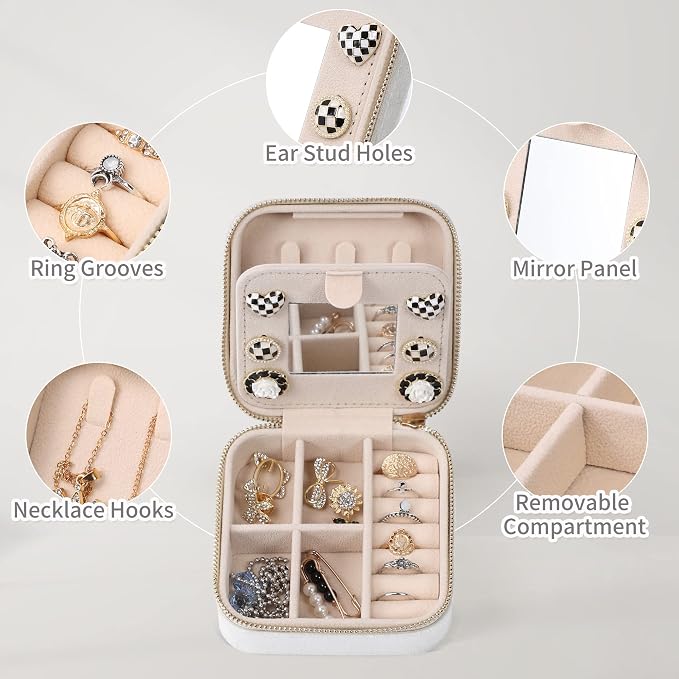 Dajasan Velvet Jewelry Box, Mini Travel Jewelry Case, Portable Travel Jewelry - Image 4