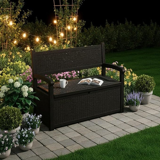 80 Gallon Outdoor Storage Bench, Waterproof Patio Deck Box by Unknown