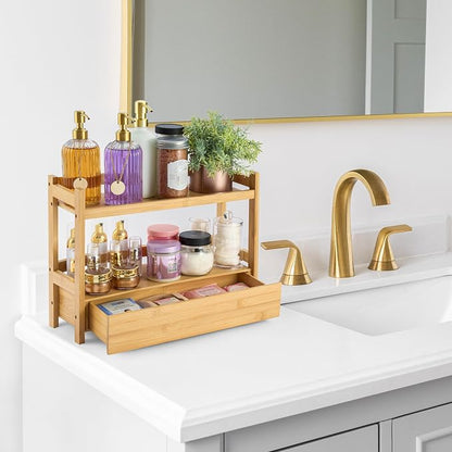 Sorbus Bamboo Bathroom Counter Organizer – 2-Tier Shelf - Image 5