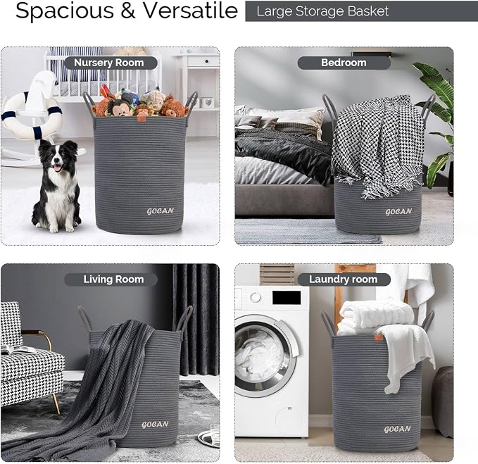 large tall sturdier Laundry Hamper Basket Woven Storage Baskets - Image 5