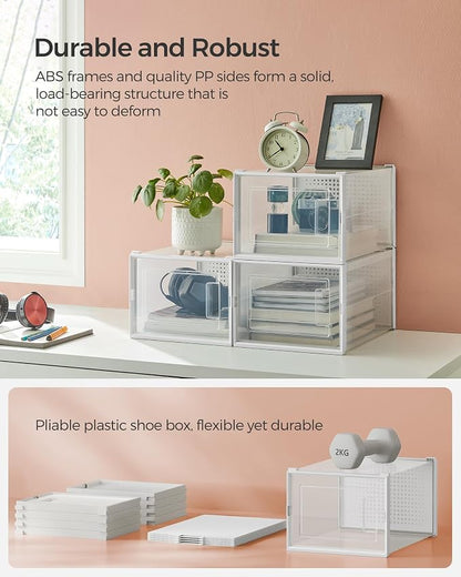 SONGMICS Shoe Boxes, Stackable Clear Plastic Boxes - Image 4