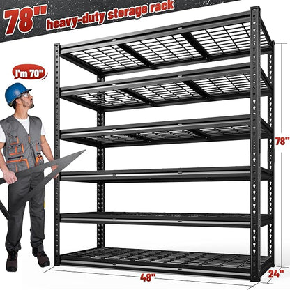 REIBII 3600LBS Garage Shelving 78" H Storage Shelves Heavy Duty 6-Tier - Image 2