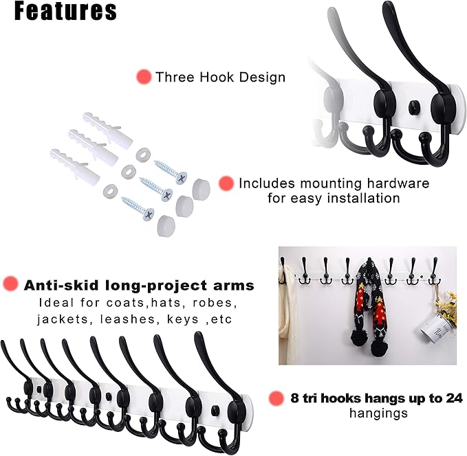Dseap Coat Rack Wall Mount - Image 4