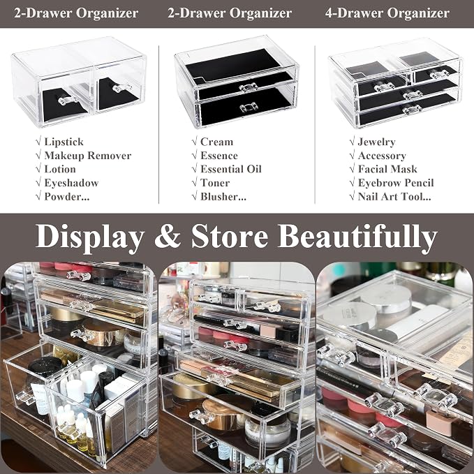 Sea Team 3-Layer Stackable Clear Makeup Organizer - Image 5