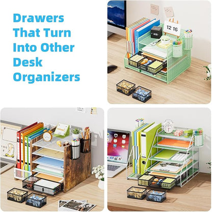 Marbrasse 3 Packs Desk Drawer Organizers, Metal Mesh Dividers Desk Drawer - Image 6