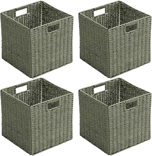 Handwoven Paper Woven Cube Basket Organizer by HaoGZMZFCL