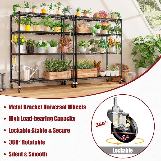 PrimeZone 4 Packs 55.5" W x 24" D x 80" H Heavy Duty Wire Storage Shelves - Image 6