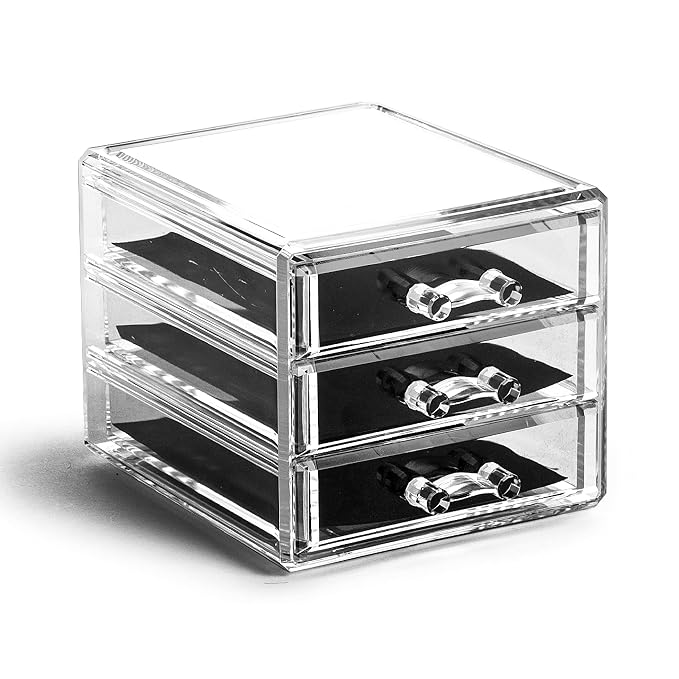 BINO THE MANHATTAN SERIES Acrylic Makeup Drawer Organizer- 3 Drawer Small | by BINO