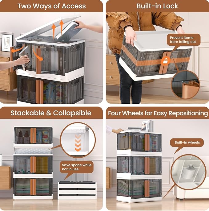 LCG 4-Tier Foldable Plastic Storage Bins - Image 4